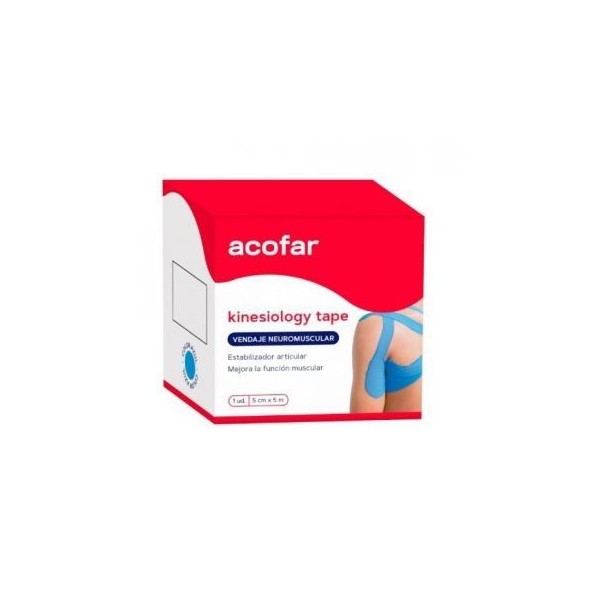 Acofar Kinesiology Tape Vendaje Neuromuscular Color Azul 5cm x 5m